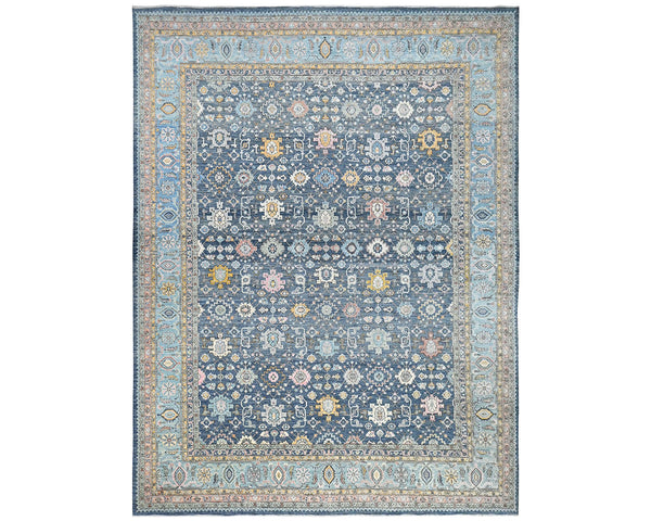 12x16 Zeigler Blue Afghan Hand Knotted Wool Area Rug